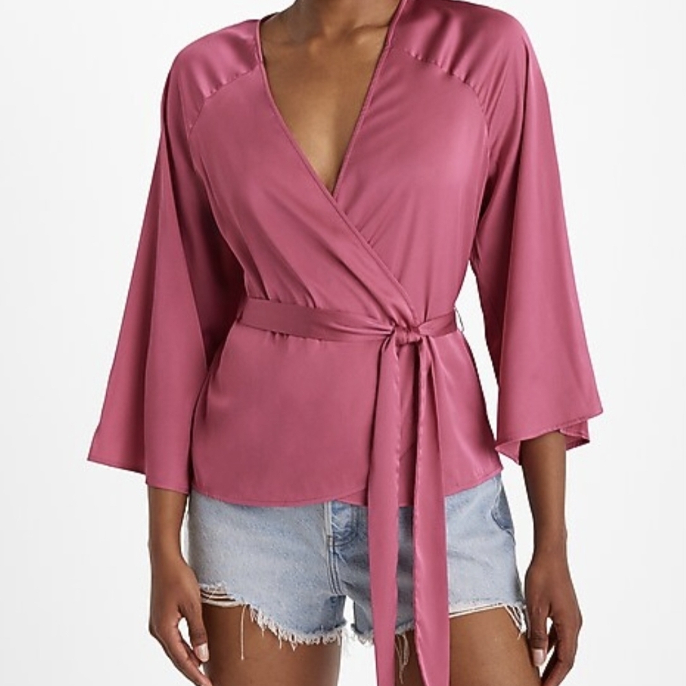 SOLD Express Deep Pink Satin Blouse